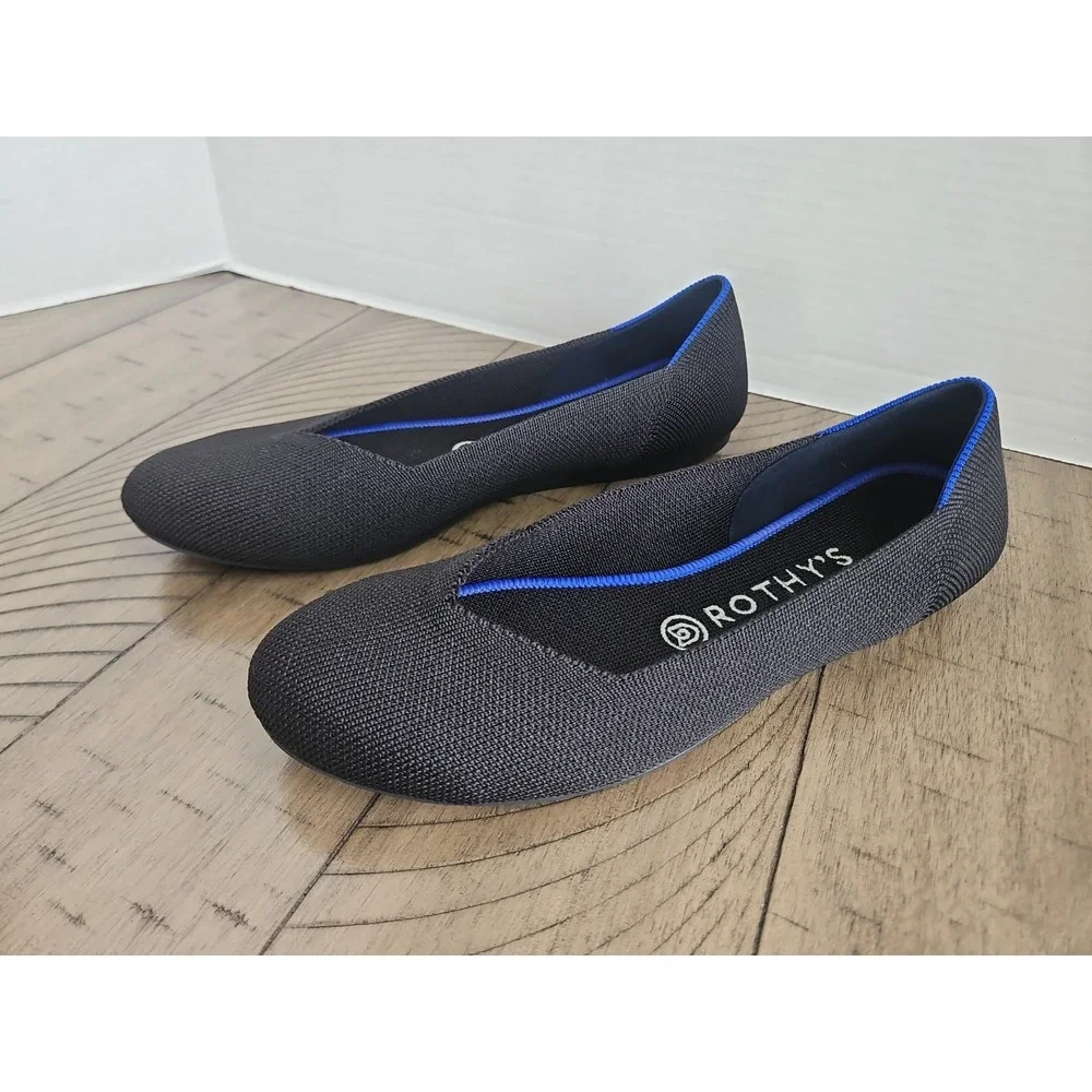 Rothy's Ballet Flats Women 8.5 Black Knit Comfort Sustainable Minimalist Capsule